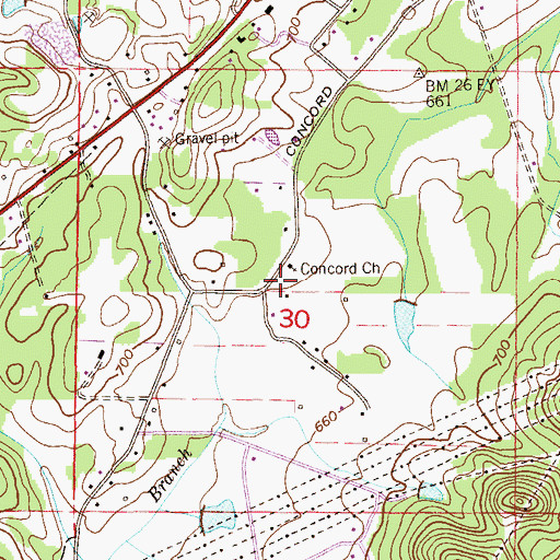Topographic Map of Concord School (historical), AL