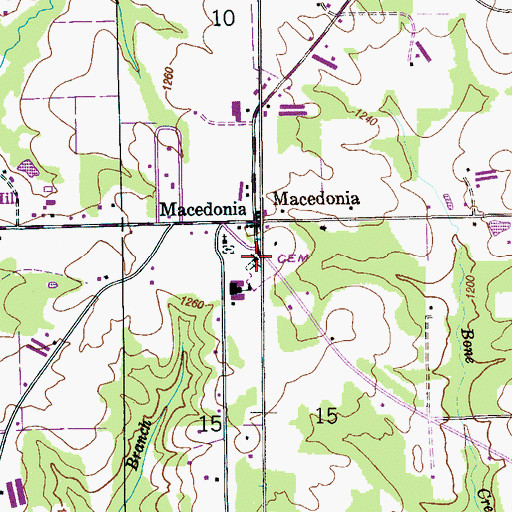 Topographic Map of Corinth Church, AL