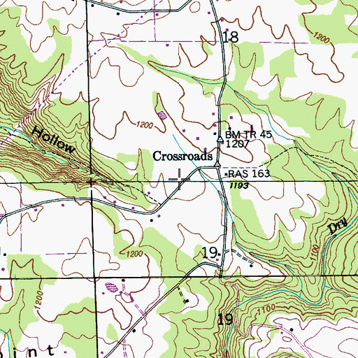 Topographic Map of Crossroads School (historical), AL