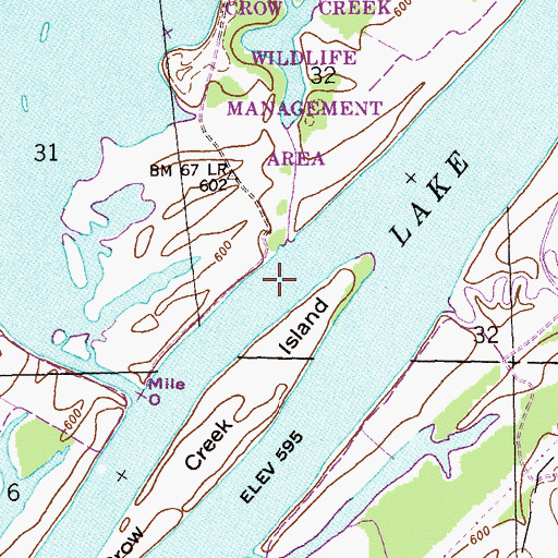 Topographic Map of Crow Bar, AL
