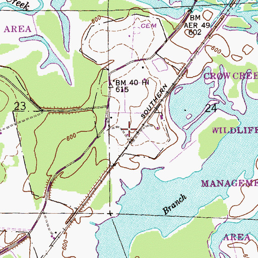 Topographic Map of Crow Creek Wildlife Management Area, AL