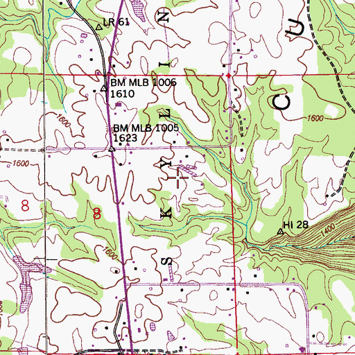 Topographic Map of Cumberland Mountain Farm Colony (historical), AL