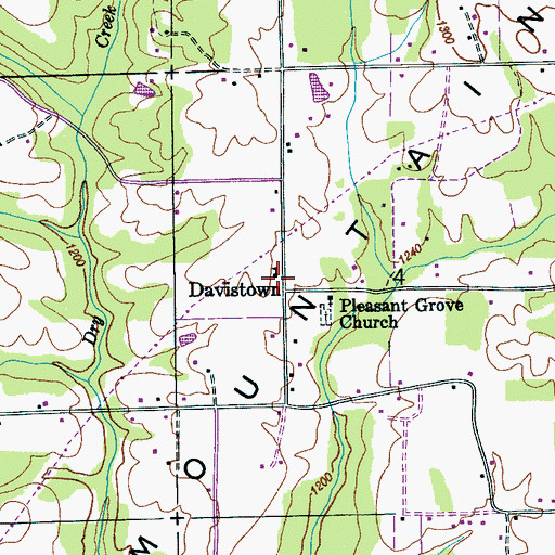 Topographic Map of Davistown School (historical), AL