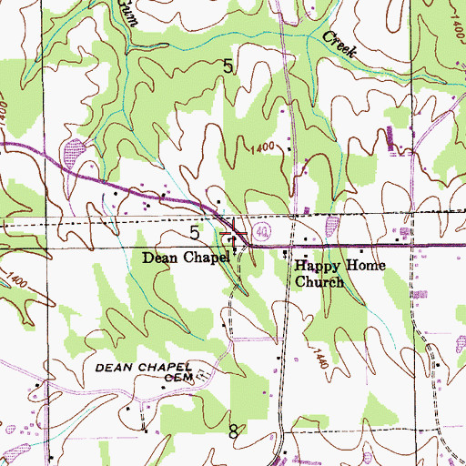 Topographic Map of Dean School (historical), AL
