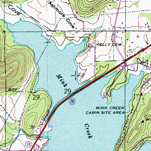 Topographic Map of Dodsonville (historical), AL