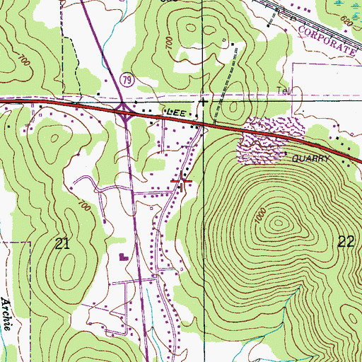 Topographic Map of Emmanuel Church, AL