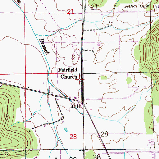 Topographic Map of Fairfield School (historical), AL