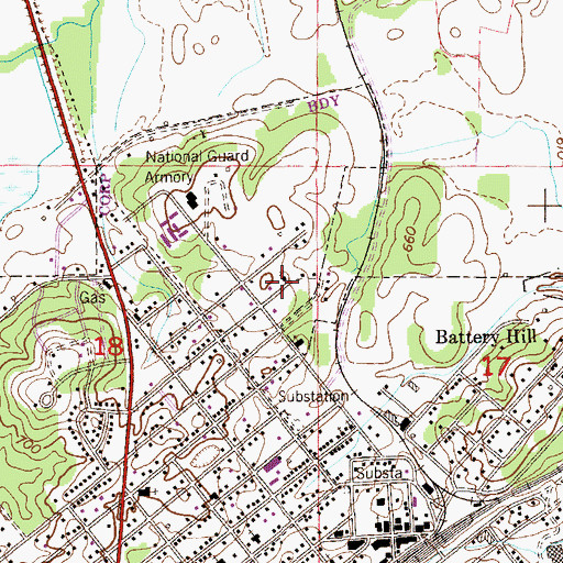 Topographic Map of First Baptist Church, AL