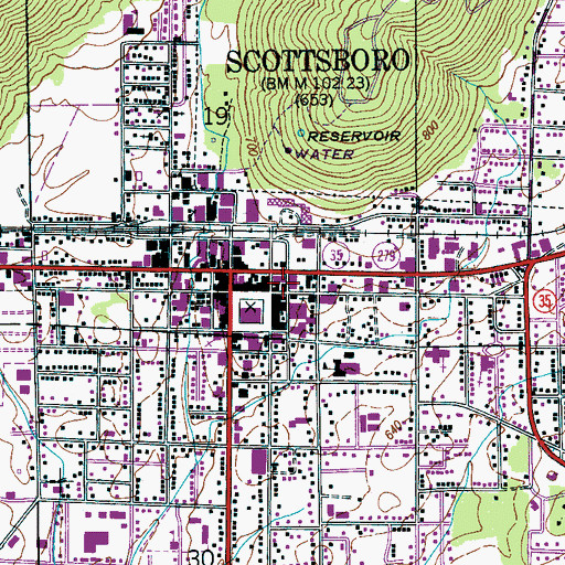 Topographic Map of First Methodist Church, AL