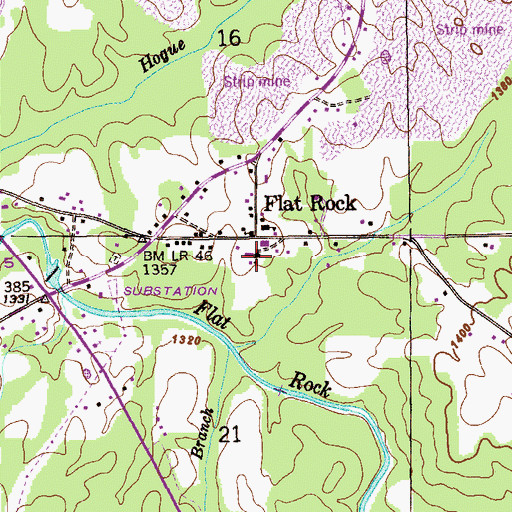 Topographic Map of Flat Rock School, AL