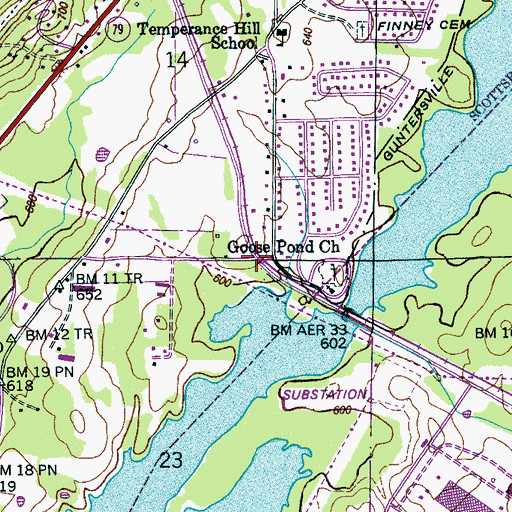 Topographic Map of Goose Pond Crossroads, AL