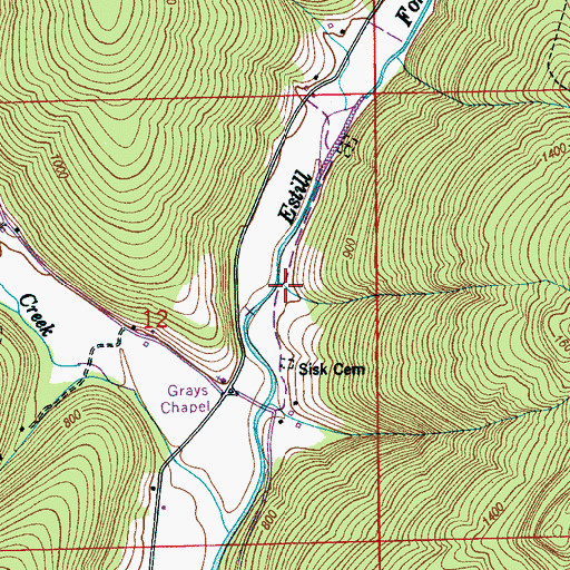 Topographic Map of Grays Chapel School (historical), AL