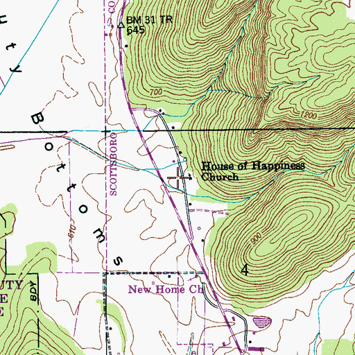 Topographic Map of House of Happiness School (historical), AL