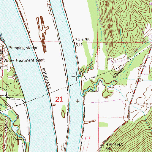Topographic Map of Island Bar, AL