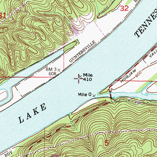 Topographic Map of Island Creek Ferry (historical), AL
