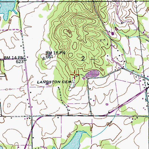 Topographic Map of Langston School (historical), AL