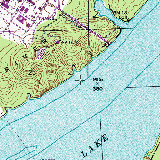 Topographic Map of Larkin Landing (historical), AL