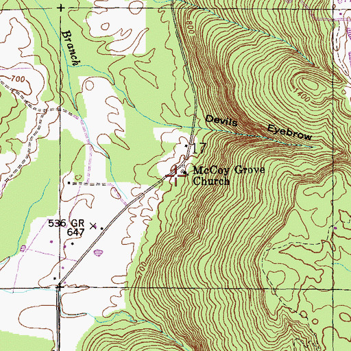 Topographic Map of McCoy School (historical), AL