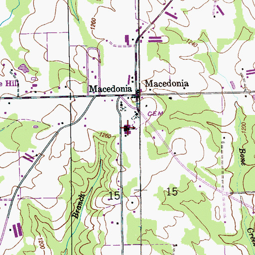 Topographic Map of Macedonia School (historical), AL
