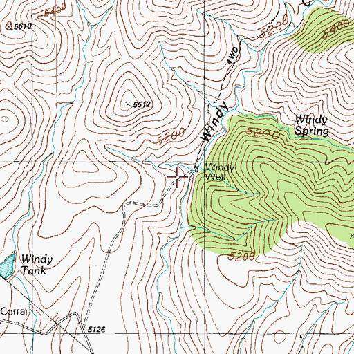 Topographic Map of Windy Well, AZ