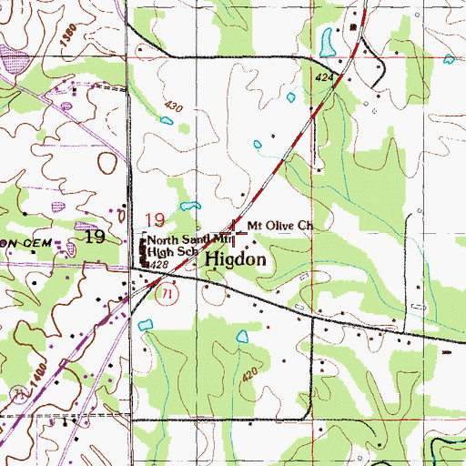 Topographic Map of Mount Olive Church, AL