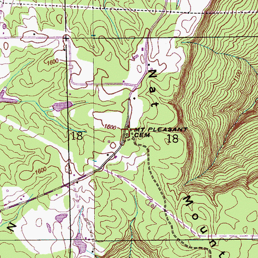 Topographic Map of Mount Pleasant Church (historical), AL
