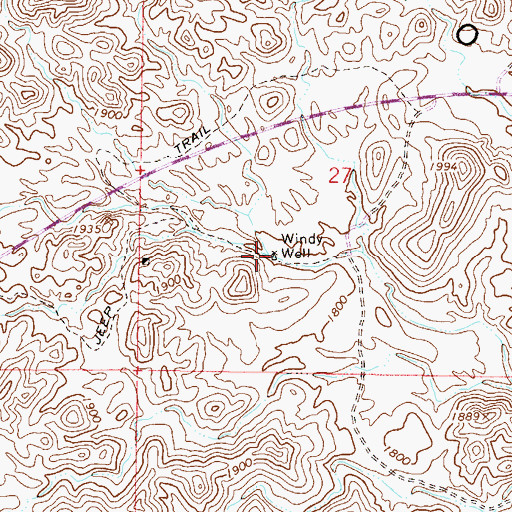 Topographic Map of Windy Well, AZ