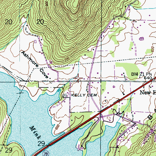 Topographic Map of New Hope School (historical), AL