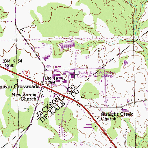 Topographic Map of Northeast Alabama State Junior College, AL