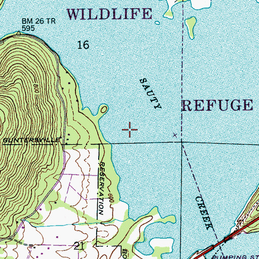 Topographic Map of North Sauty Wildlife Refuge, AL