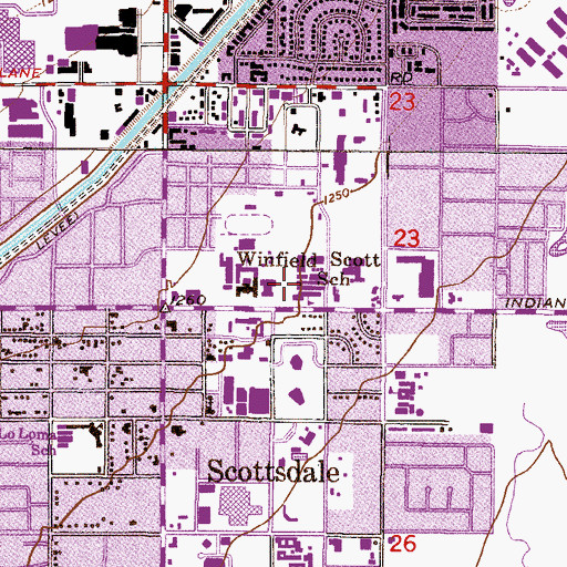 Topographic Map of Winfield Scott School, AZ