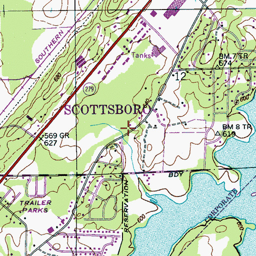 Topographic Map of Oak Grove Church (historical), AL