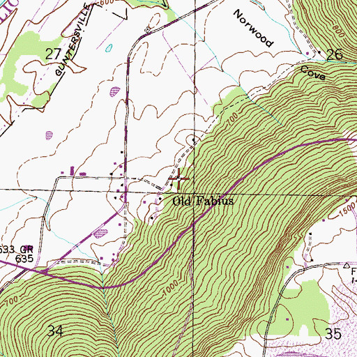 Topographic Map of Old Fabius Church, AL