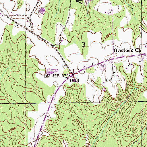 Topographic Map of Overlook, AL