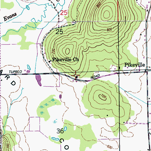 Topographic Map of Pikeville School (historical), AL
