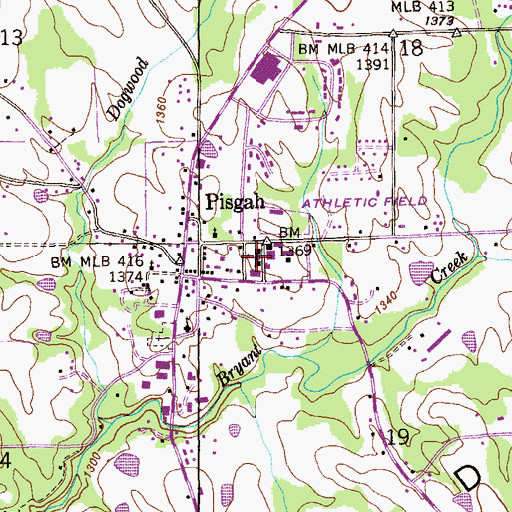 Topographic Map of Pisgah High School, AL