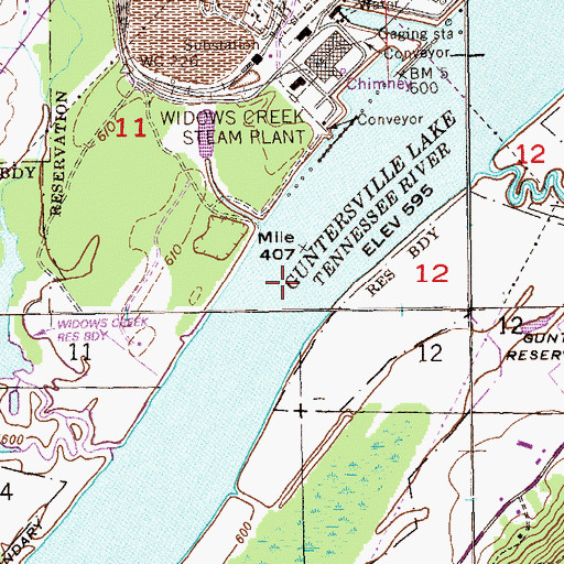 Topographic Map of Ridleys Ferry (historical), AL