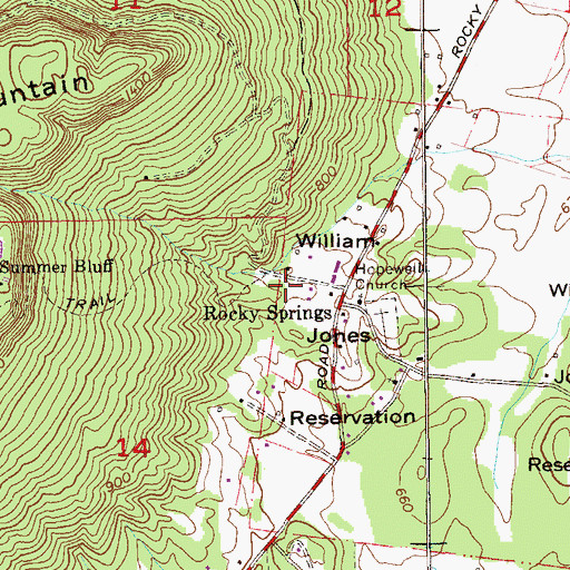 Topographic Map of Rock Springs, AL