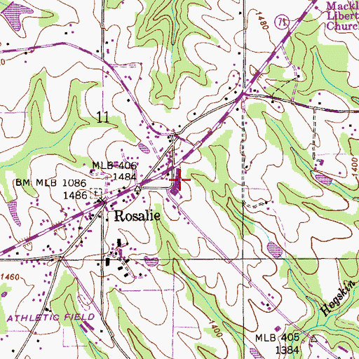 Topographic Map of Rosalie Elementary School, AL