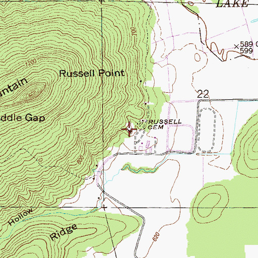 Topographic Map of Russells School (historical), AL