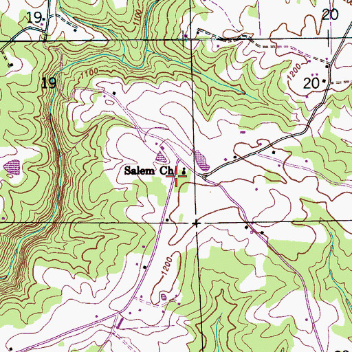 Topographic Map of Salem School (historical), AL