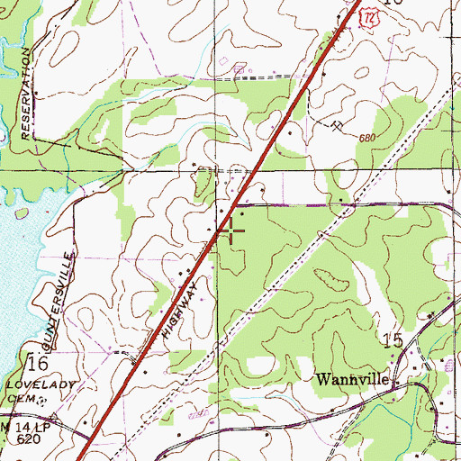 Topographic Map of Schrader Mill (historical), AL