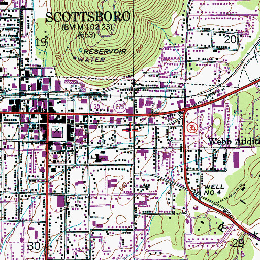 Topographic Map of Scottsboro Public School (historical), AL