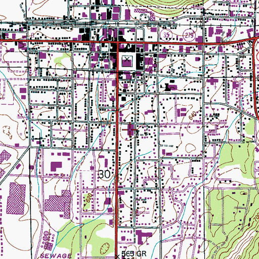 Topographic Map of Scottsboro Shopping Center, AL