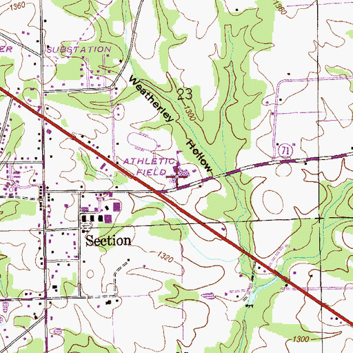 Topographic Map of Section High School, AL