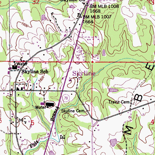 Topographic Map of Skyline, AL