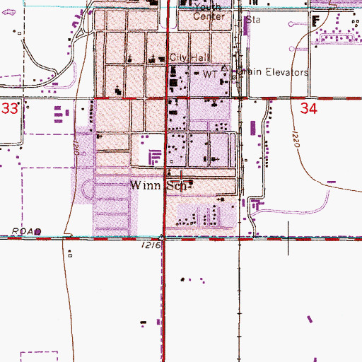 Topographic Map of Winn School, AZ