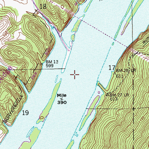 Topographic Map of Sublett Ferry (historical), AL