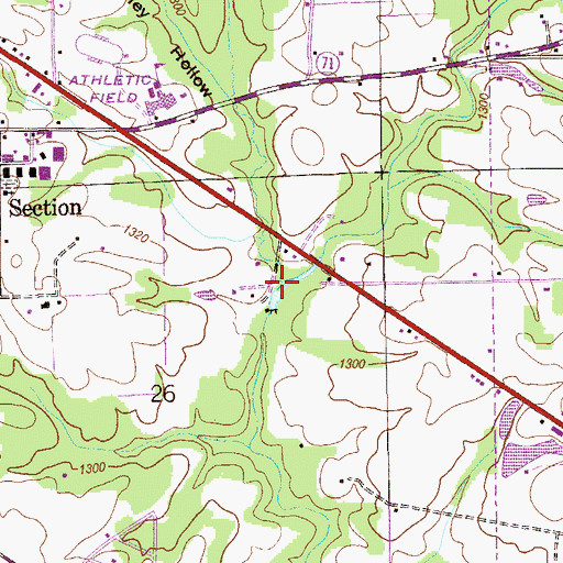 Topographic Map of Weatherley Branch, AL
