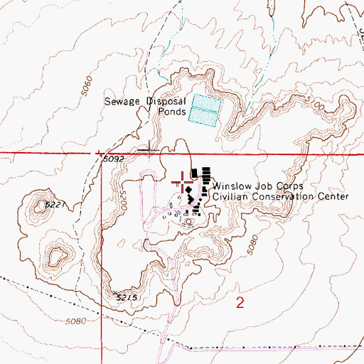 Topographic Map of Winslow Job Corps Civilian Conservation Center, AZ